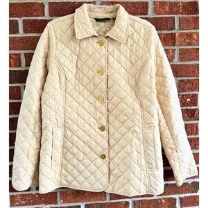 C. Wonder Beige Quilted Gold Button Jacket (Like New)